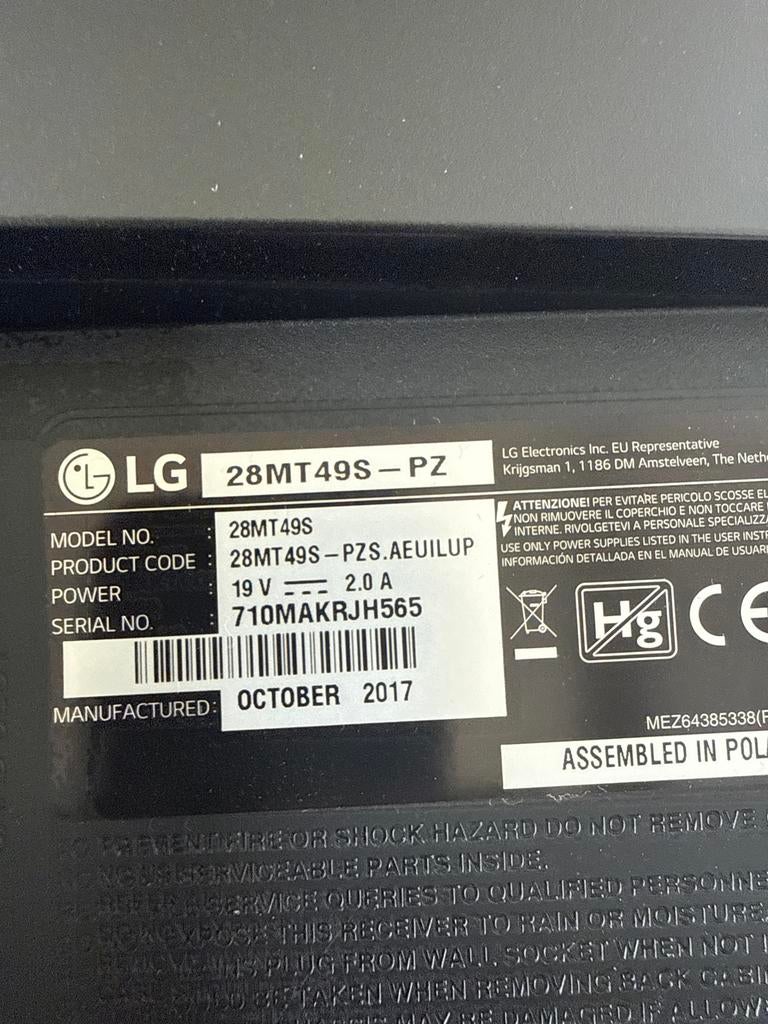 LG 28MT49S-PZ Smart TV Monitor - Zo goed als nieuw, LED, 50 Hz, Ophalen of Verzenden, Zo goed als nieuw