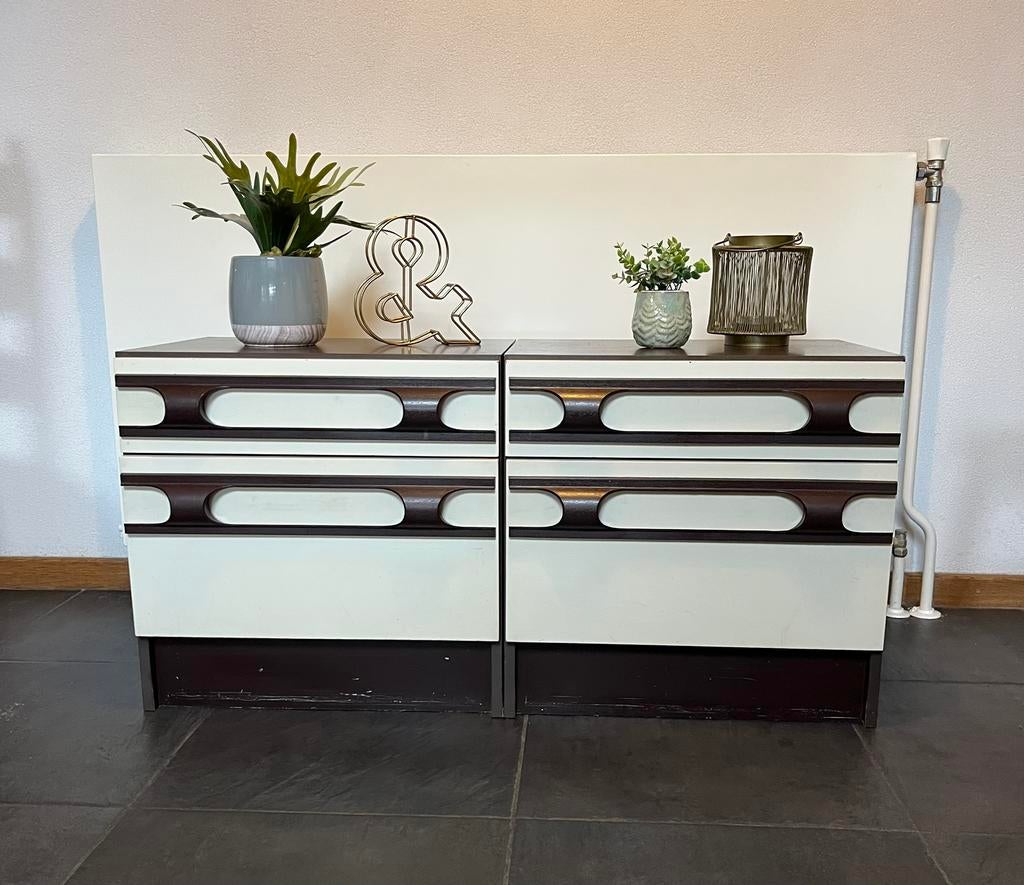 Vintage/retro nachtkastjes jaren ‘60 ‘70, Ophalen, Overige materialen, Gebruikt, 45 tot 65 cm