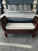 Teakhouten "klep" bankje met opbergruimte en zitkussen, Ophalen