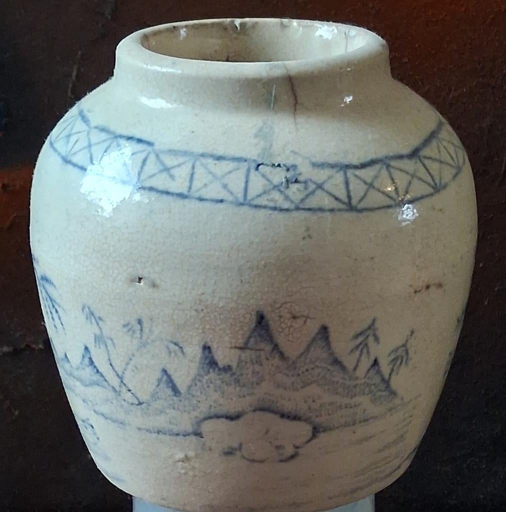 Gember.  China. Oud. Landschap.  9 cm., Ophalen