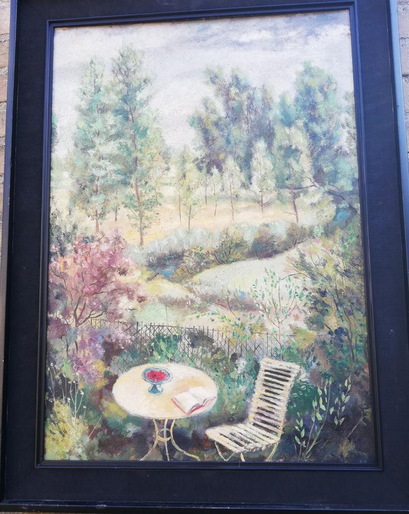 AVEC VUE SUR LE FORET. Olie/doek. Ca 1900. 62/83 cm., Ophalen