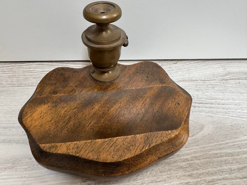 Houten inktstel met messing inktpot, Ophalen of Verzenden