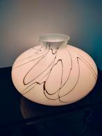 Yvolux Lamp Design Vintage Wit Zwarte lijnen Glas 1980, Ophalen of Verzenden, Zo goed als nieuw, Glas, Minder dan 50 cm