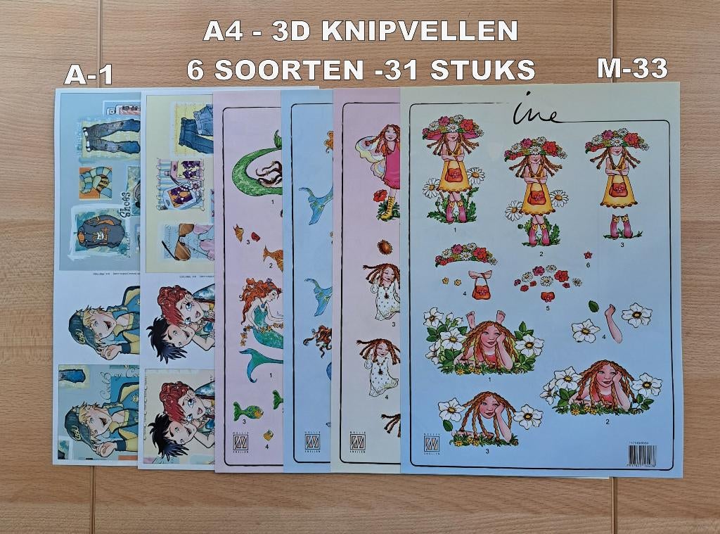 A4...3D KNIPVELLEN - 28 SOORTEN-173 VELLEN, Ophalen of Verzenden, Nieuw, Meerdere plaatjes