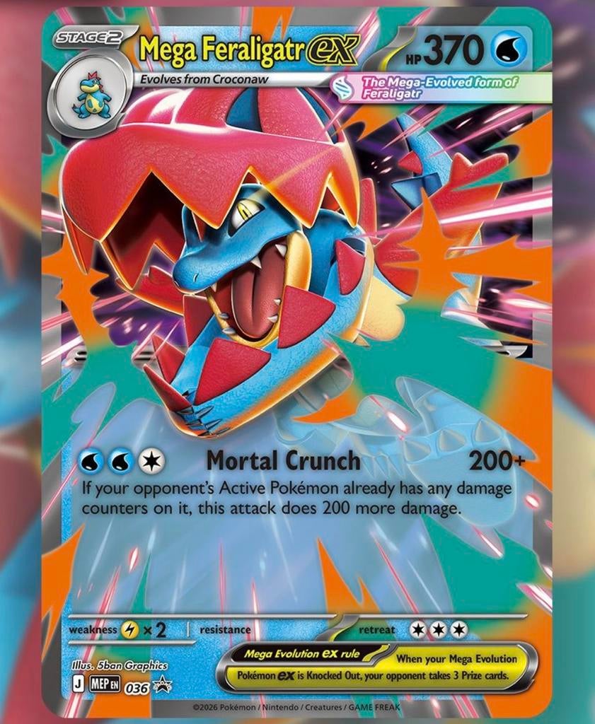 PROMO CARD: Mega Feraligatr Ex MEP 036 Black Star Ascended, Hobby en Vrije tijd, Verzamelkaartspellen | Pokémon, Ophalen of Verzenden