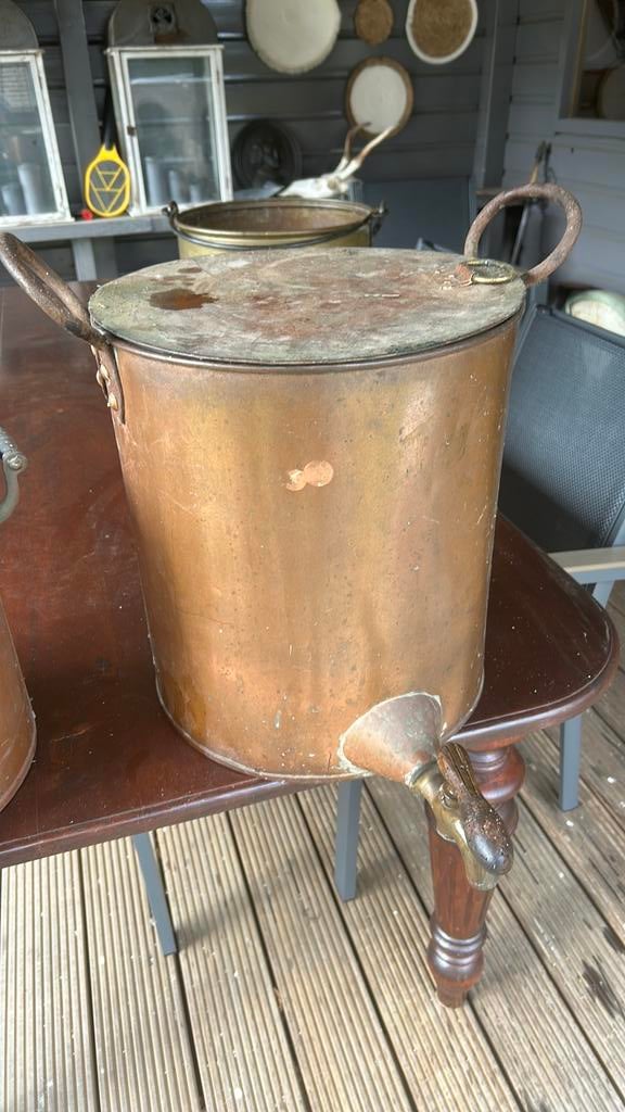 Grote koperen pot met kraan, Ophalen of Verzenden