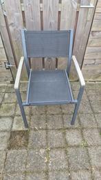 4 tuinstoelen - DonkerGrijs met houten armleuningen, Ophalen, Gebruikt