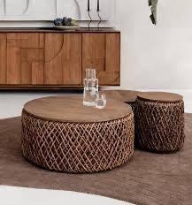 Magazijn Leegverkoop Ronde salontafel Knut hout bananenblad, Huis en Inrichting, Woonaccessoires | Overige, Nieuw, Ophalen