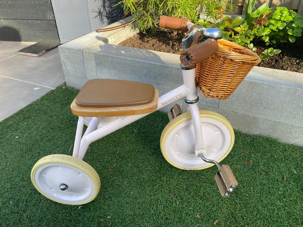 Banwood driewieler roze met mandje, Ophalen of Verzenden, Zo goed als nieuw, Minder dan 16 inch
