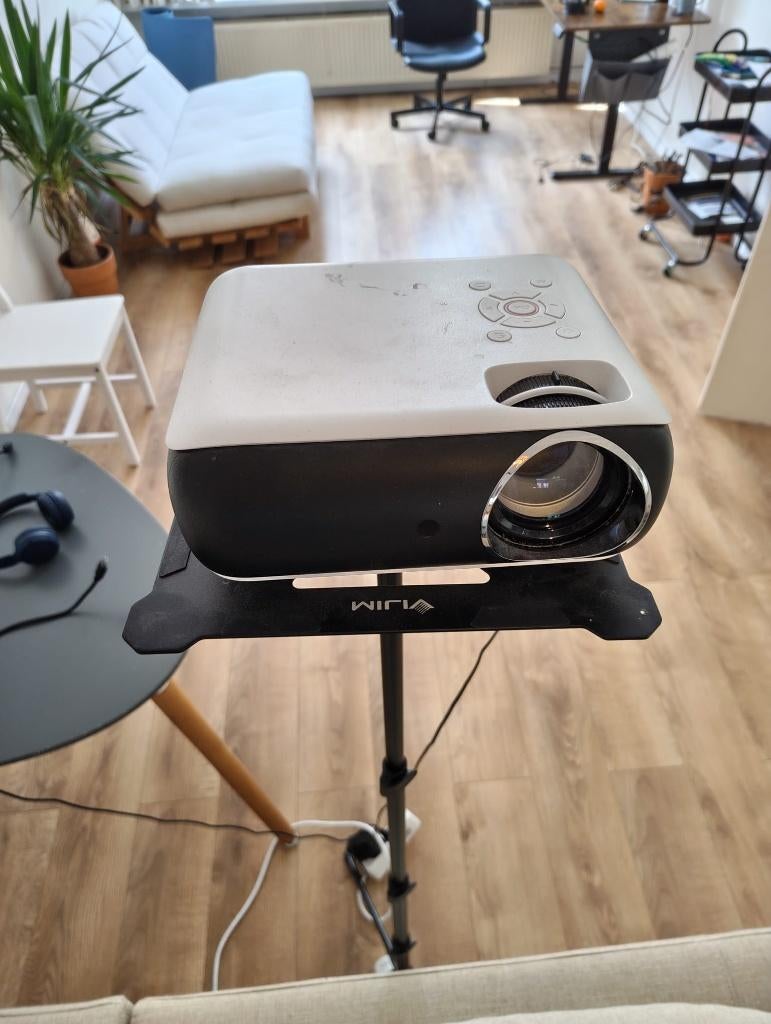 Projector and Stand, Ophalen, LED, HOPVISION 1080K Smartphone/HDMI/USB/Laptop/Fire Stick/PS5, Zo goed als nieuw