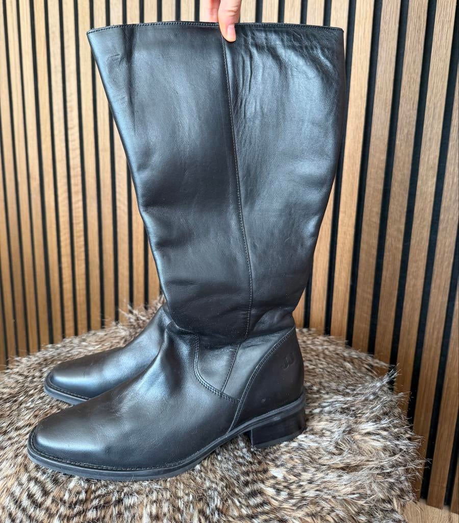 JJ Footwear Laarzen Extra Brede Schacht - Maat 39- Leer., Hoge laarzen, Zwart, Ophalen of Verzenden, Zo goed als nieuw