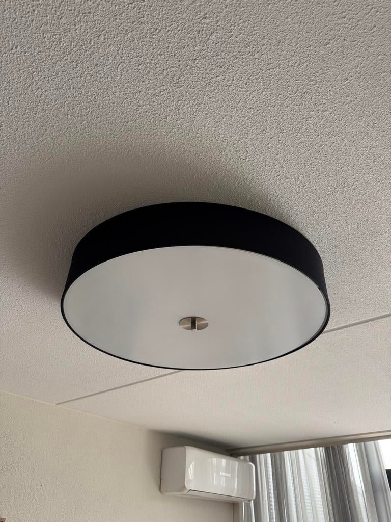Zwarte plafonniere, Huis en Inrichting, Lampen | Plafondlampen, Ophalen, Gebruikt, Stof