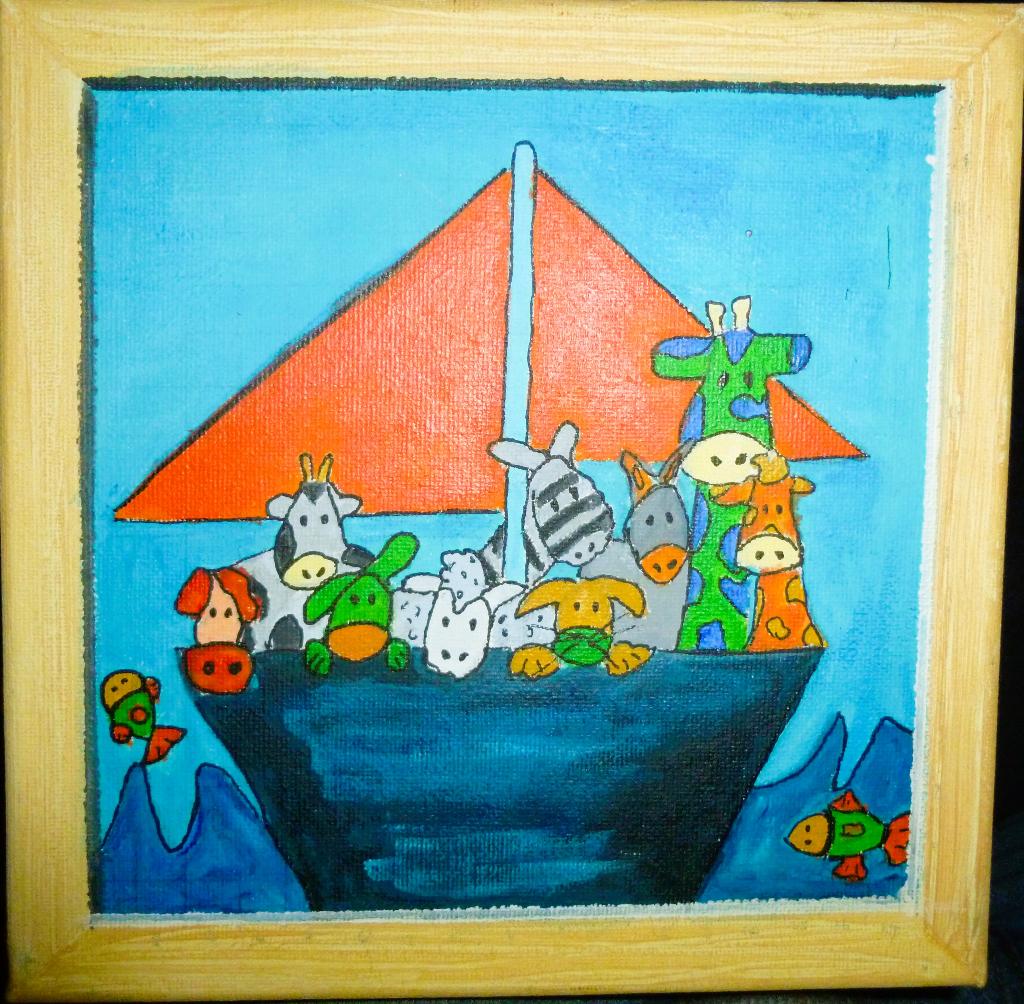 Ark van Noach schilderijtje modern, Antiek en Kunst, Ophalen of Verzenden