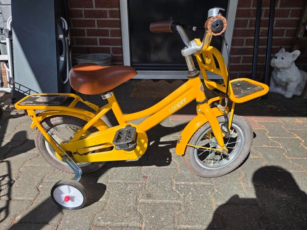 Popal Cooper 12 inch kinderfiets met zijwieltjes, Fietsen en Brommers, Fietsen | Kinderfietsjes, Ophalen, Zijwieltjes, Gebruikt