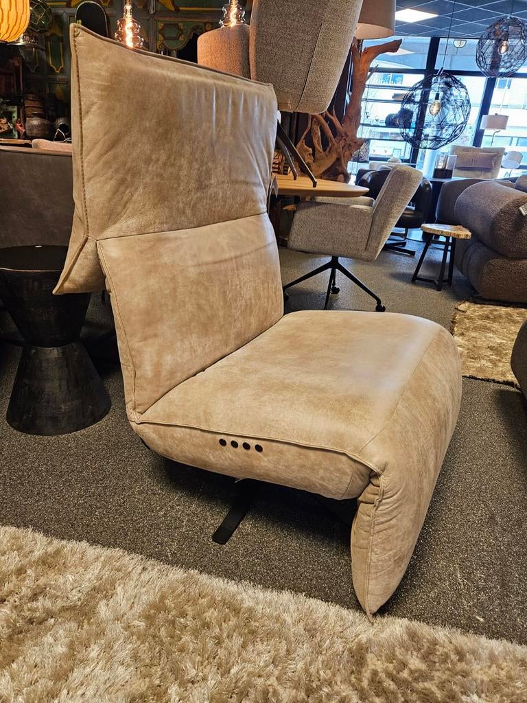 Relax fauteuil Sascha chill-line rundleer taupe, Ophalen of Verzenden, Nieuw, Stof, 50 tot 75 cm