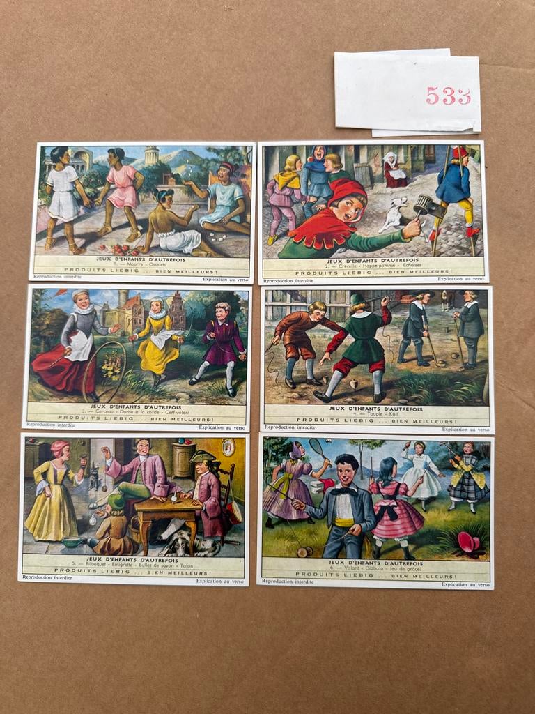 Grote collectie Liebig reclameplaatjes, ca. 533 stuks, Verzamelen, Ophalen of Verzenden, Voor 1920, Gelopen, Kinderen