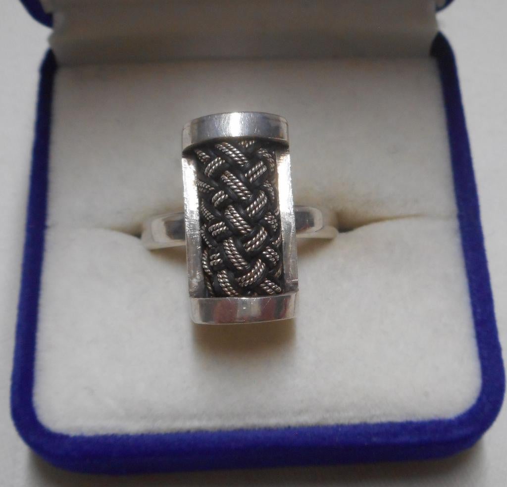 Zilveren verstelbare modernist ring nr.190, 18 tot 19, Verzenden, Zo goed als nieuw, Dame