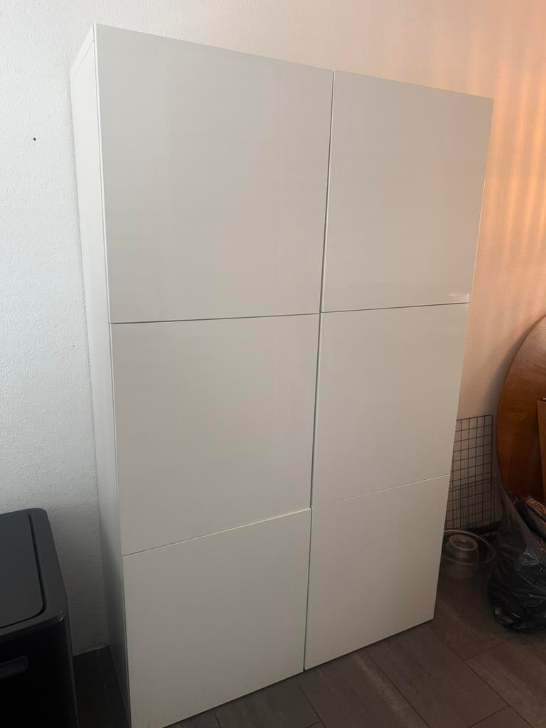 Ikea Bestå kast hoogglans wit, Ophalen, Met deur(en), 100 tot 150 cm, Ikea Bestå