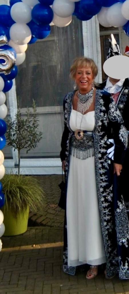 mantel plus avondjurk, Kleding | Dames, Gelegenheidskleding, Zo goed als nieuw, Galajurk, Maat 38/40 (M), Blauw, Ophalen of Verzenden