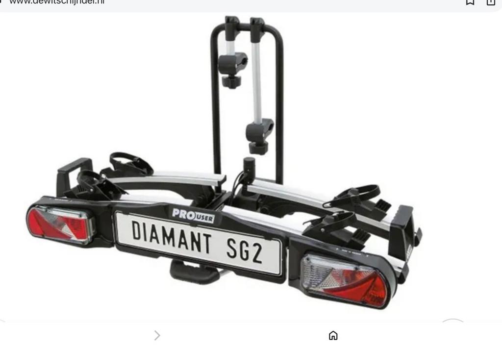 Pro User Diamant SG2 fietsendrager mét tas én oprijgoot, Ophalen, Zo goed als nieuw, 2 fietsen, Trekhaakdrager