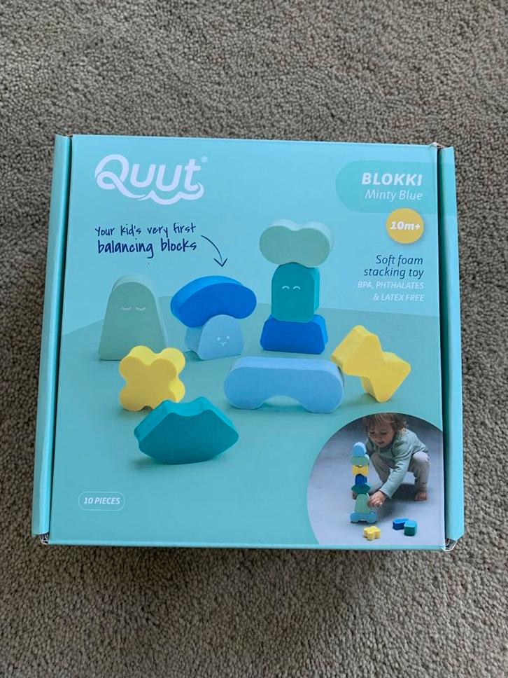 Quut Blokki Minty Blue Balansblokken - Zacht Schuim, Kinderen en Baby's, Speelgoed | Bouwstenen, Nieuw, Overige merken, Ophalen of Verzenden