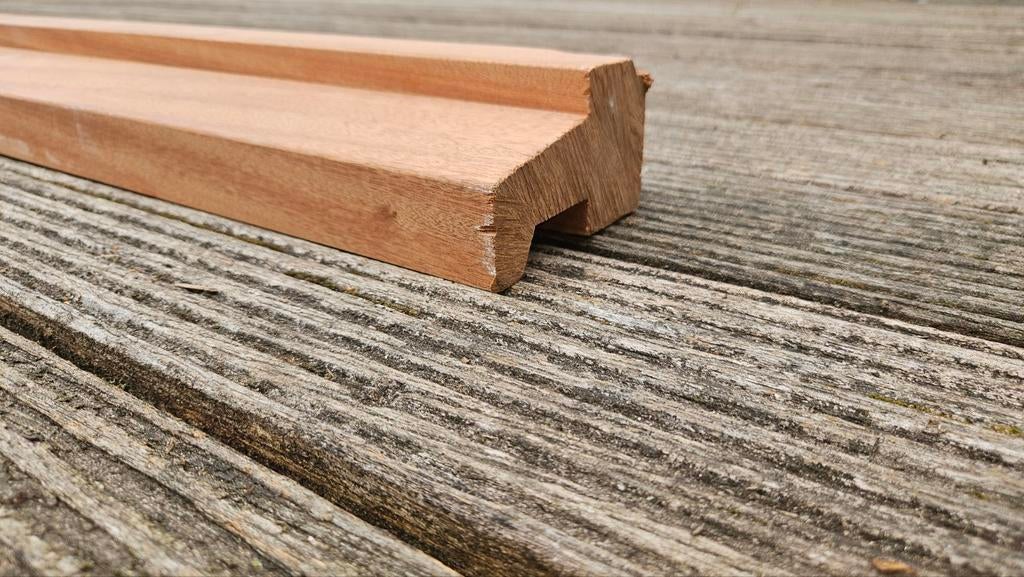 Mahonie hardhout onderdorpel 183 cm lang, 25 tot 50 mm, Nieuw, Ophalen of Verzenden, Balk