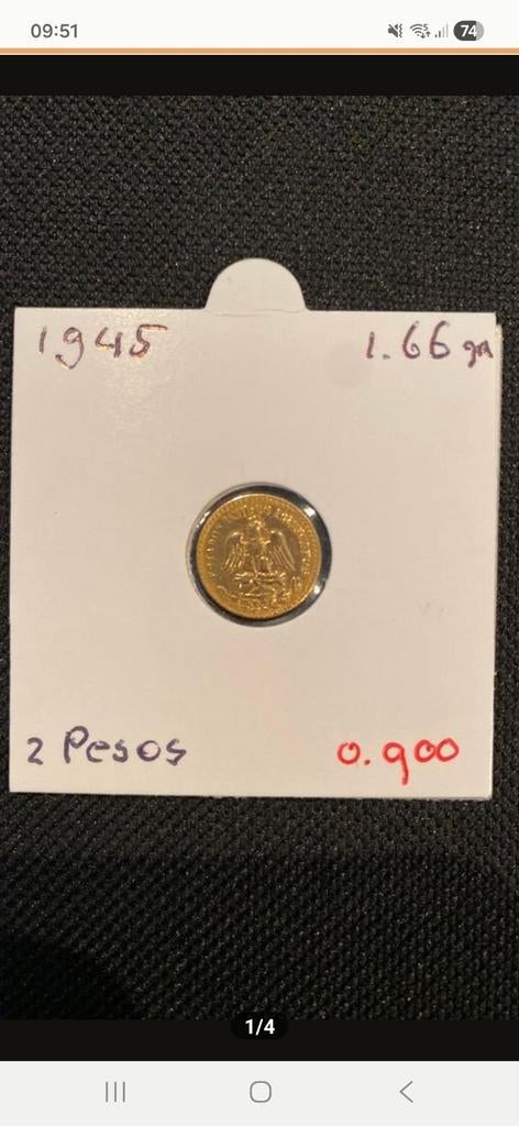 Mexicaanse 2 pesos en 5 pesos, Ophalen of Verzenden, Midden-Amerika, Goud