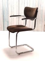 Gispen De Wit style - Originele vintage eetkamerstoel-, Ophalen, Gebruikt, Bruin, Stof