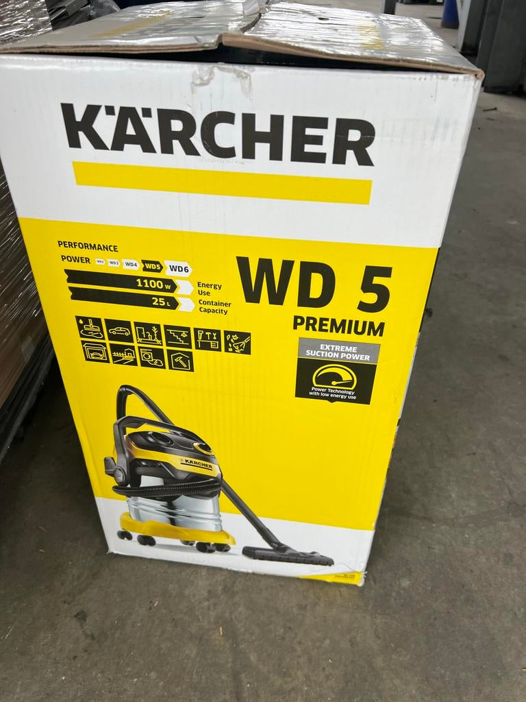 Kärcher WD 5 Premium Nat- en Droogzuiger - 1100W, 25L, Ophalen of Verzenden, Zo goed als nieuw, Waterstofzuiger, Minder dan 1200 watt