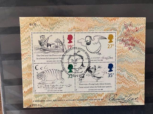 Engeland 1990 Blok Edward Lear gebruikt, Postzegels en Munten, Postzegels | Europa | UK, Verzenden, Gestempeld
