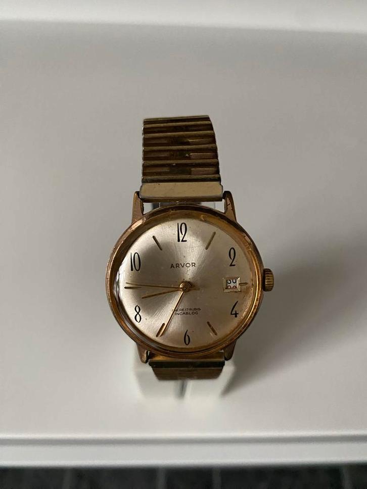 Vintage Arvor Polshorloge - 17 Rubis Incabloc, Antiek en Kunst, Antiek | Klokken, Ophalen of Verzenden