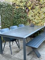 3 jr oude tuinset: bank, stoelen, tafel 220cm grijs, Ophalen, Gebruikt, Meer dan 8 zitplaatsen, Aluminium