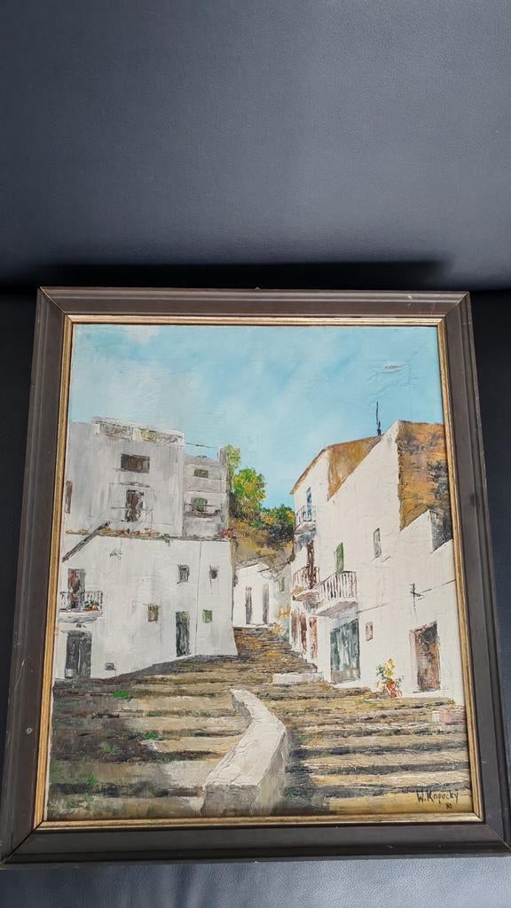 Echte Ibiza schilderij Walter Kopecky, Antiek en Kunst, Kunst | Schilderijen | Klassiek, Ophalen of Verzenden