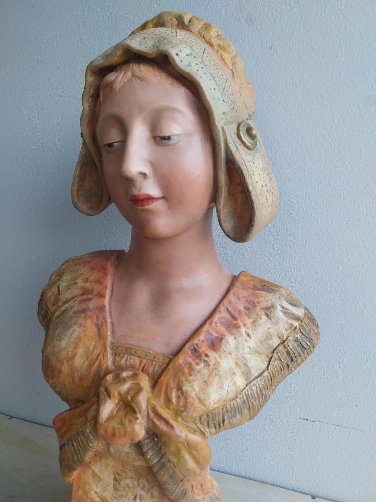 Art Nouveau Art Deco buste borstbeeld Hollandse vrouw 53 cm, Ophalen of Verzenden