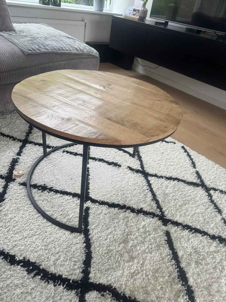 Ronde salon tafel met stalen frame, Ophalen, 50 tot 75 cm, Rond, 50 tot 100 cm