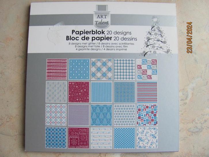 NIEUWSTAAT papier PAPIERBLOK 20 designs CHRISTMAS paperpad, Hobby en Vrije tijd, Knutselen, Zo goed als nieuw, Materiaal, Ophalen of Verzenden