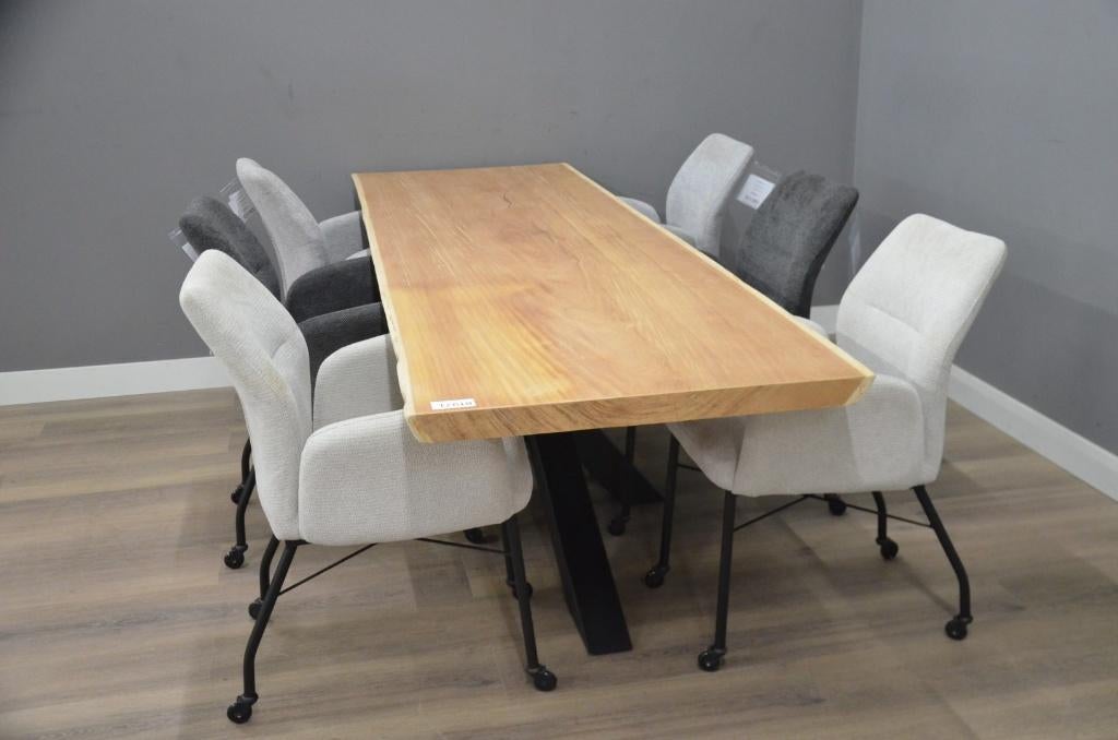 Mahonie boomstamtafel 256 cm - BT971, Overige houtsoorten, Verzenden, 50 tot 100 cm, Vijf personen of meer