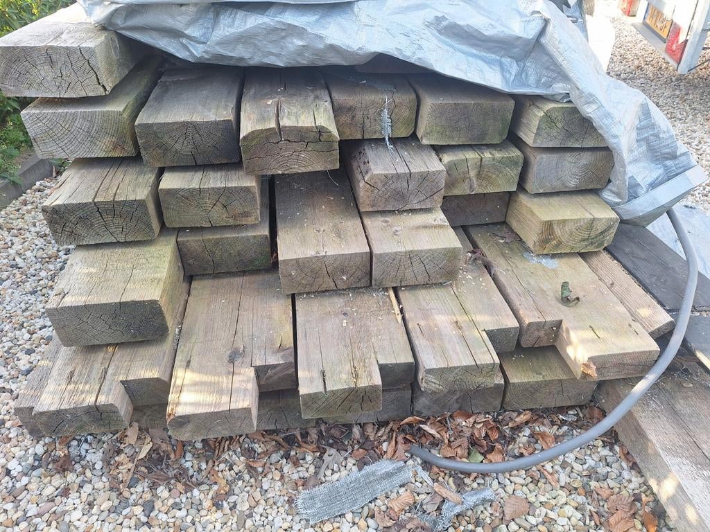 Houten balken, Doe-het-zelf en Verbouw, Hout en Planken, Ophalen of Verzenden, Balk, Vuren, 50 mm of meer