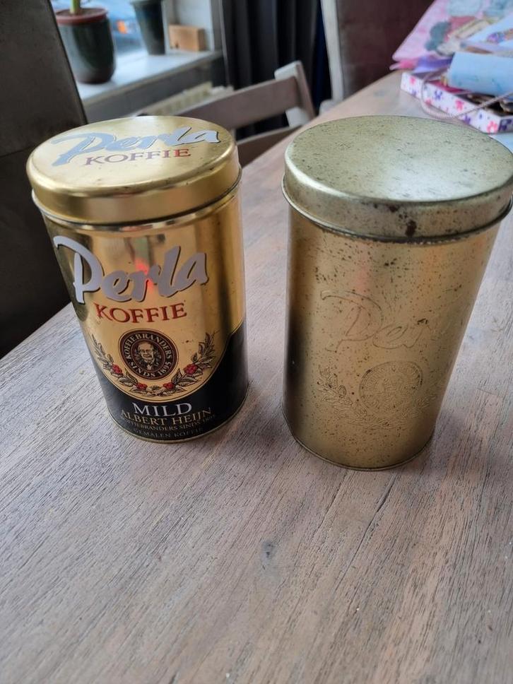 2 blikken Perla koffie - Vintage Albert Heijn, Verzamelen, Blikken, Gebruikt, Koffie, Overige merken, Ophalen of Verzenden