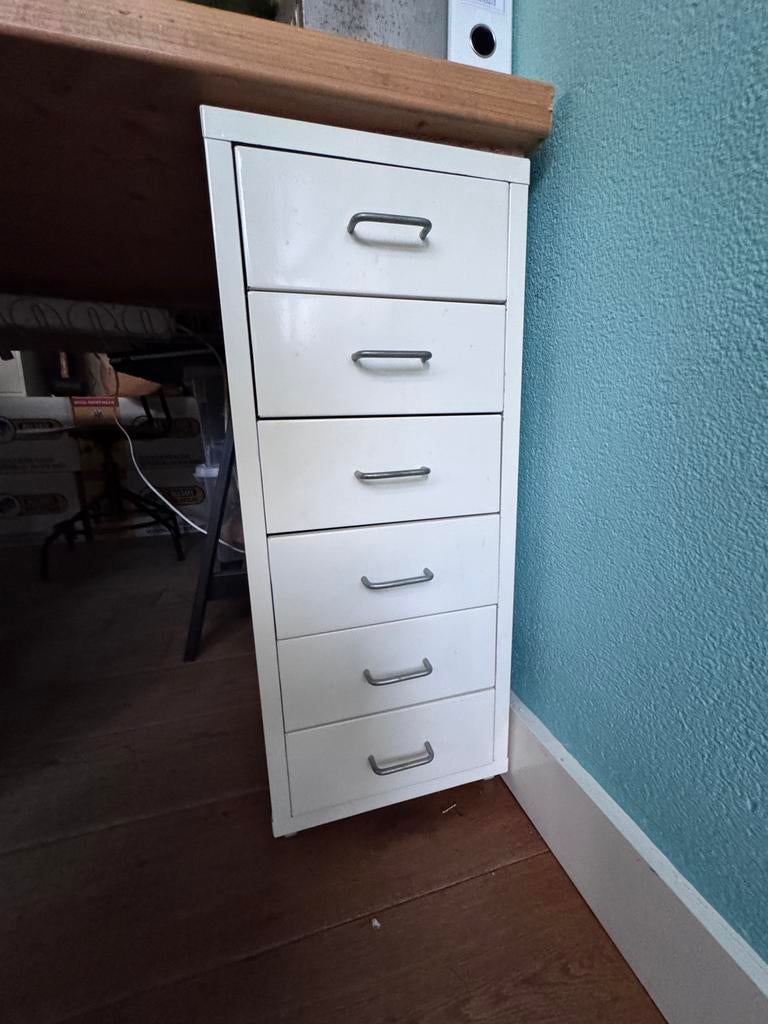 Metalen ladenblok met 6 lades - Wit, Ophalen, Minder dan 50 cm, Gebruikt, 5 laden of meer