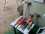 Lot zware hamers+beitels punt,plat,voorhamer,bankhamer,vuist, Antiek en Kunst, Antiek | Gereedschap en Instrumenten, Ophalen of Verzenden