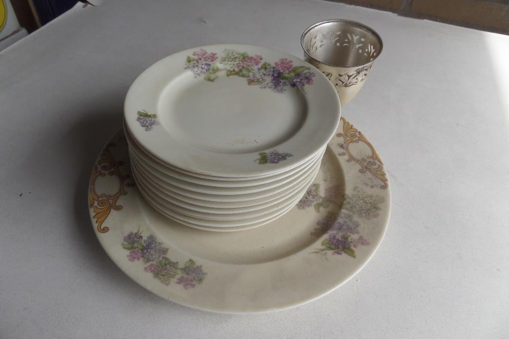Gebaksschaal met 11 gebaksschoteltjes + lepel bakje., Overige typen, Ophalen of Verzenden, Overige stijlen, Glas