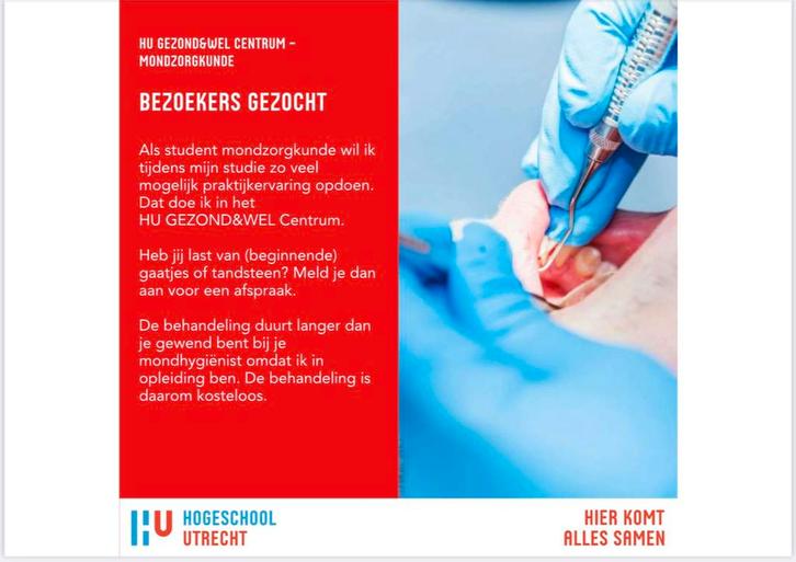 Kosteloos mondhygiënebehandeling, Vacatures, Goede doelen en Vrijwilligerswerk, HBO, Overige vormen