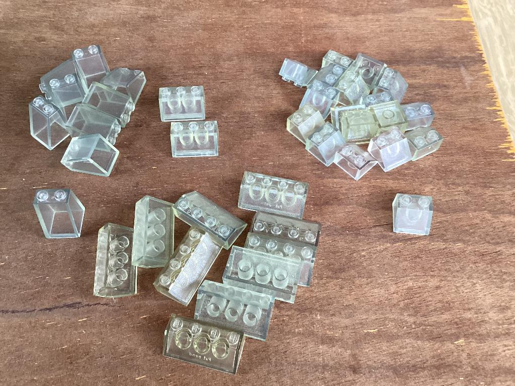 Partijtje transparant schuine stenen ( dakstenen), Ophalen of Verzenden, Gebruikt, Lego