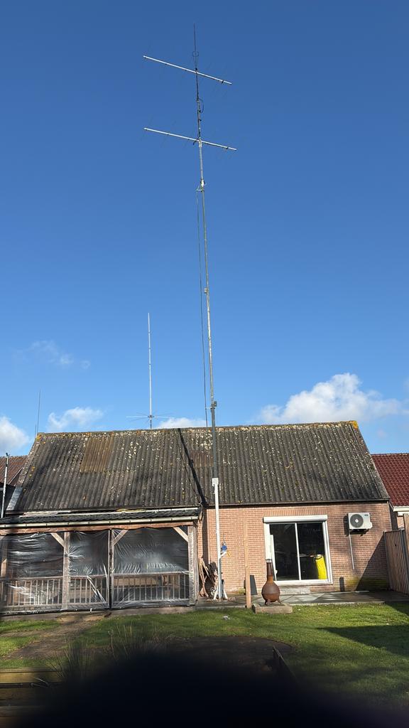 3x6 kokermast met kantelbok en topbuis, Ophalen, Gebruikt, Mast