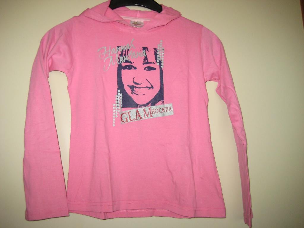 Roze shirt met capouchon, 134, Hannah Montana (407), Ophalen of Verzenden, Zo goed als nieuw, Meisje, Shirt of Longsleeve