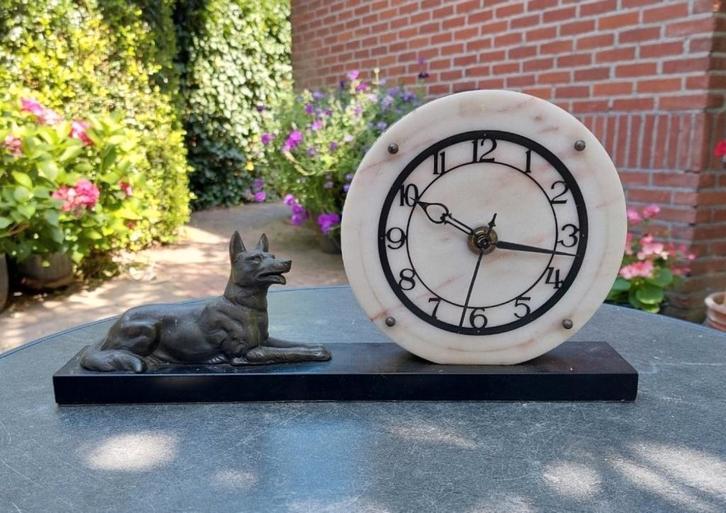 Prachtige brocante natuurstenen tafelklok., Antiek en Kunst, Curiosa en Brocante, Ophalen of Verzenden