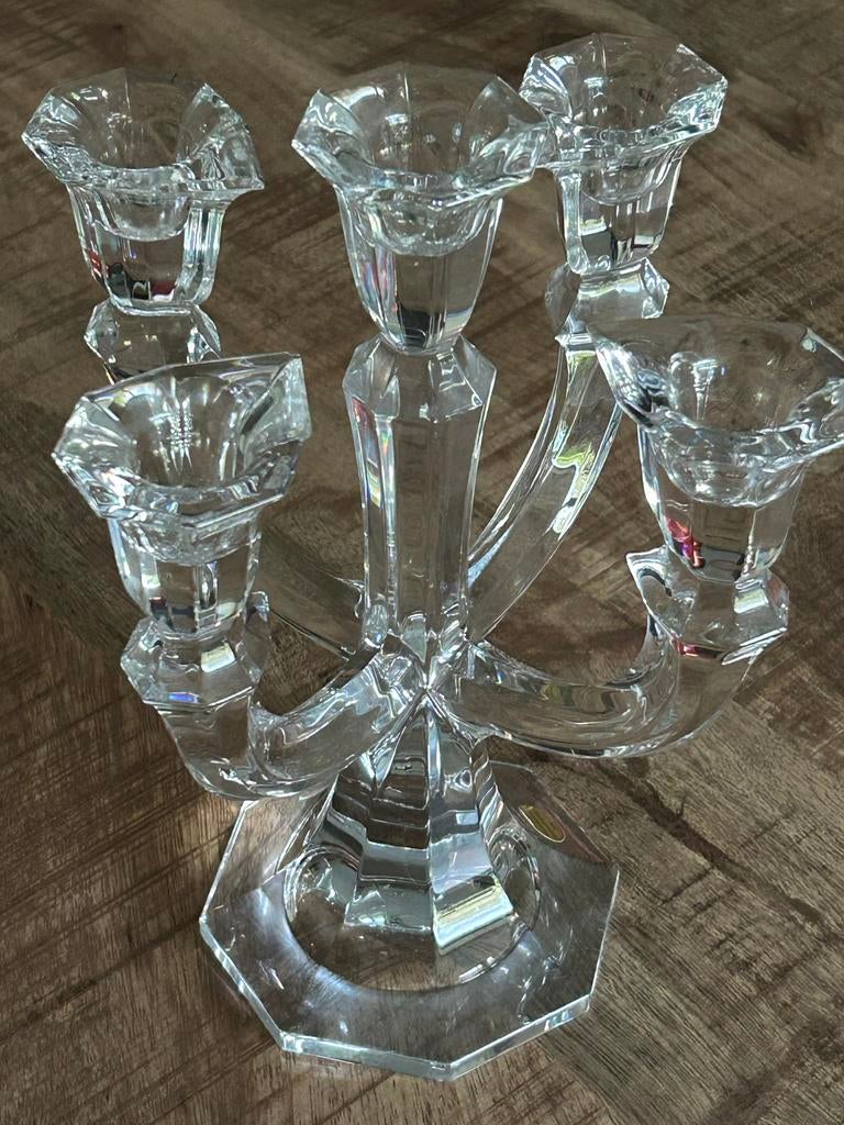 Prachtige 24% Lood Kristallen Kandelaber - 5-armig, Ophalen of Verzenden, Kristal