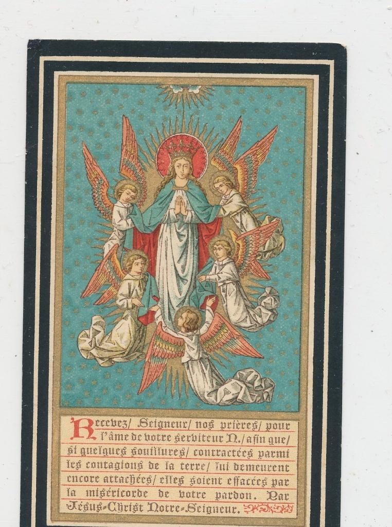 Prachtig prentje van Maria omringd door Engelen, Ophalen of Verzenden, Zo goed als nieuw, Kaart of Prent, Christendom | Katholiek