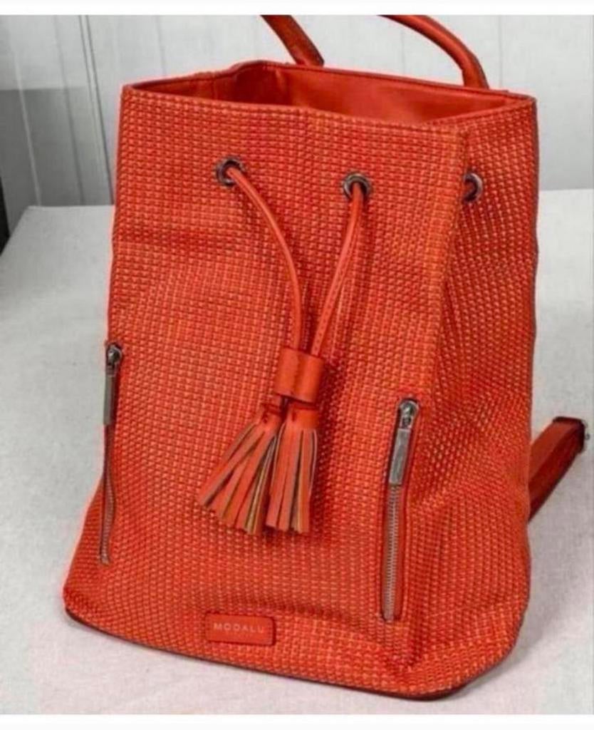 Modalu Lulu Backpack - Vintage oranje rugtas rugzak dames, Oranje, Ophalen of Verzenden, Zo goed als nieuw, H